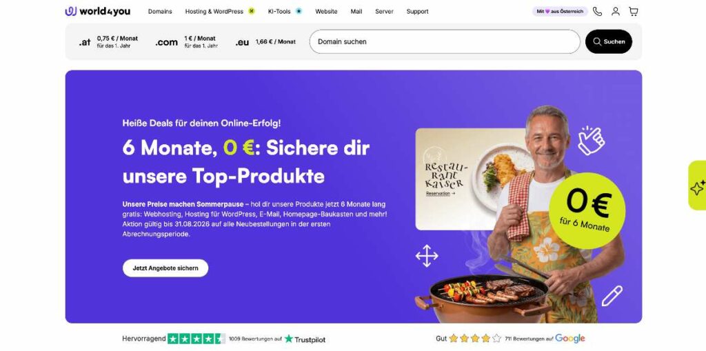 Die Oberfläche von World4You