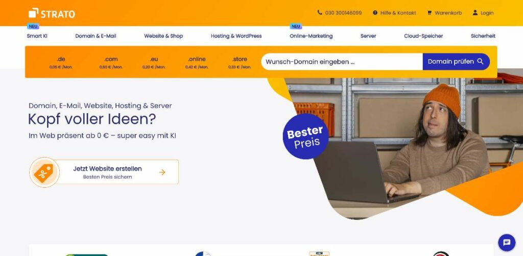 Der STRATO Homepage-Baukasten in der Bearbeitung