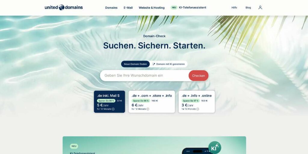 Die Domain-Verwaltung von United Domains