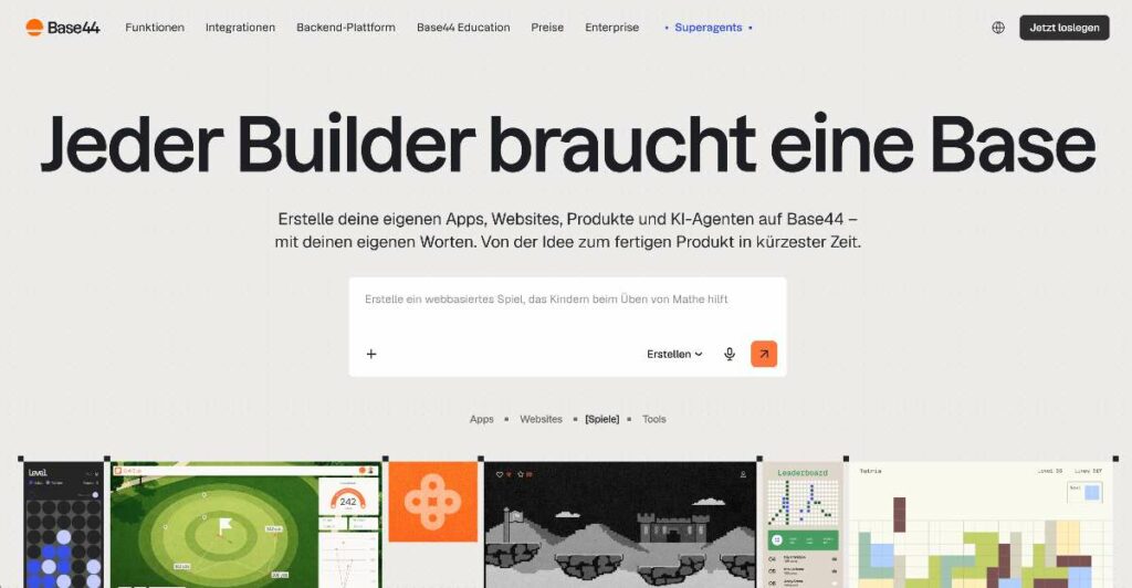 Die Prompt-Oberfläche von Base44